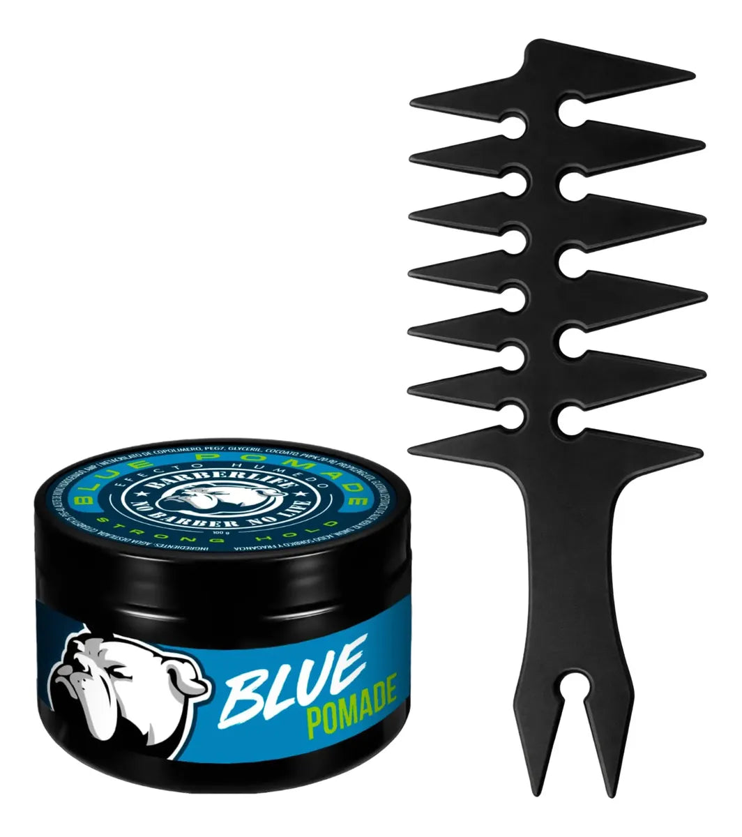 Barberlife Pomade Blue Para Cabello Base Agua+ Peine Textura