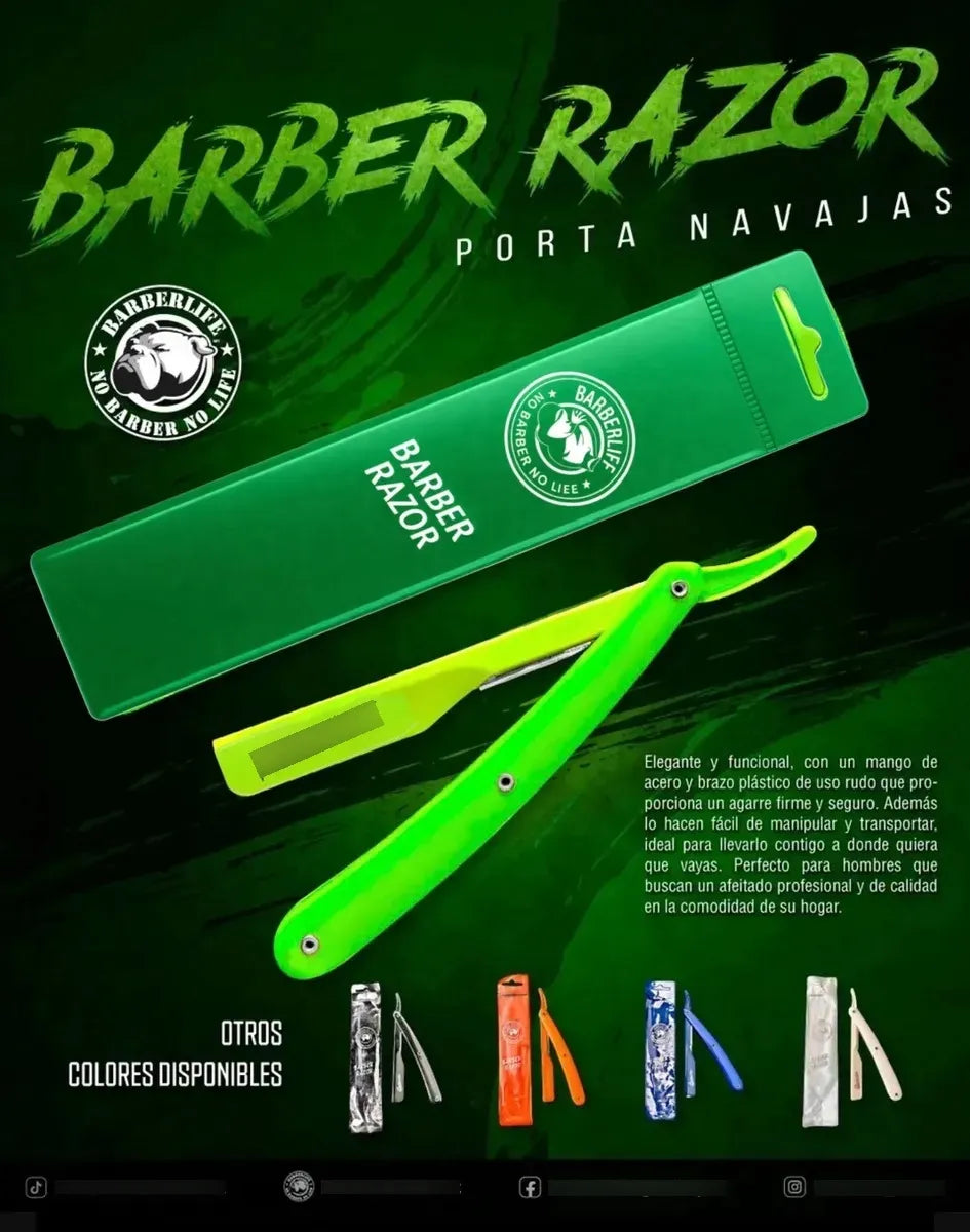 Porta Navajas Barbero Barberlife Incluye Navajas Dorco