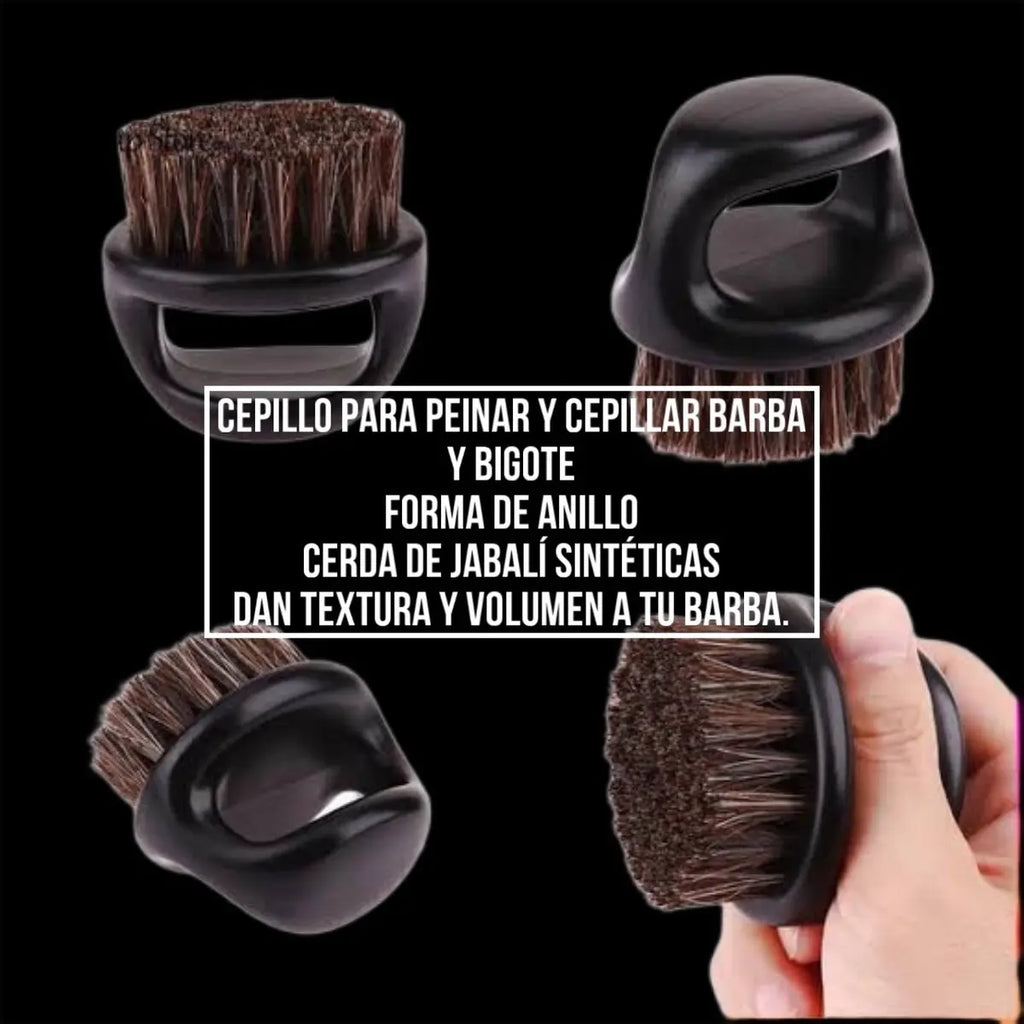 Cepillo Para Peinar Cepillar Barba Cerdas De Jabali Color Negro