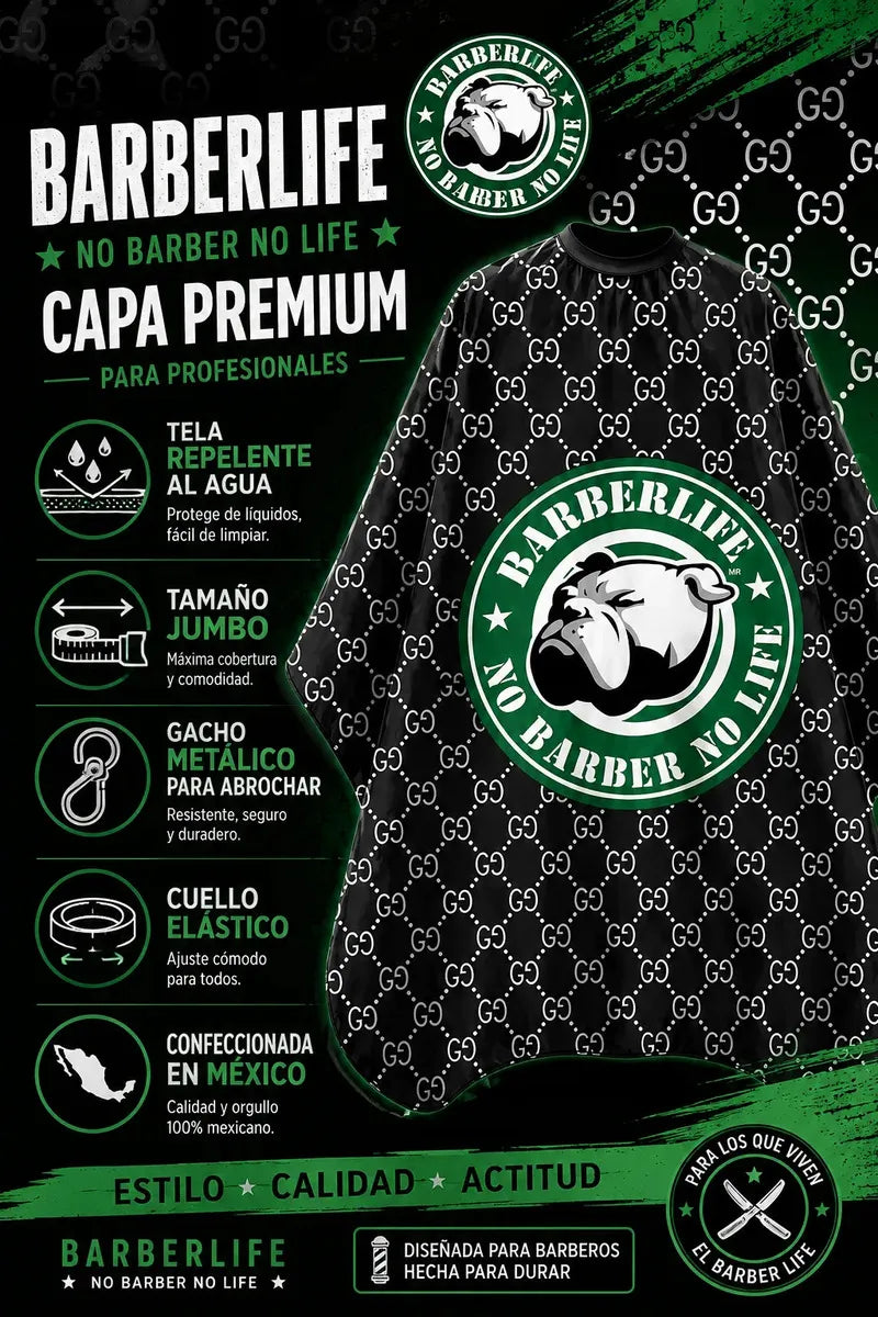 Capa Cubridor Barbero Peluquero Barberlife Italian Gg Negro