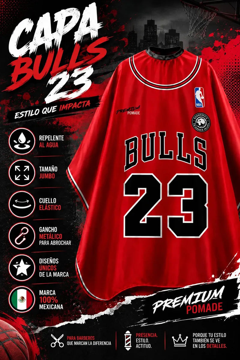 Capa Cubridor Barbero Peluquero Barberlife Bulls Red Rojo