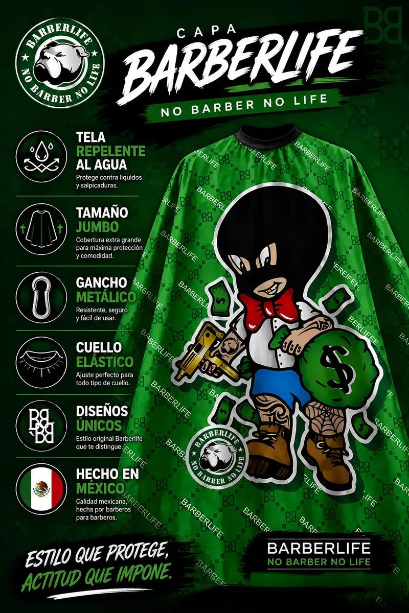 Capa Cubridor Barbero Ricky Ricon Bandido Color Verde Ricky bandido