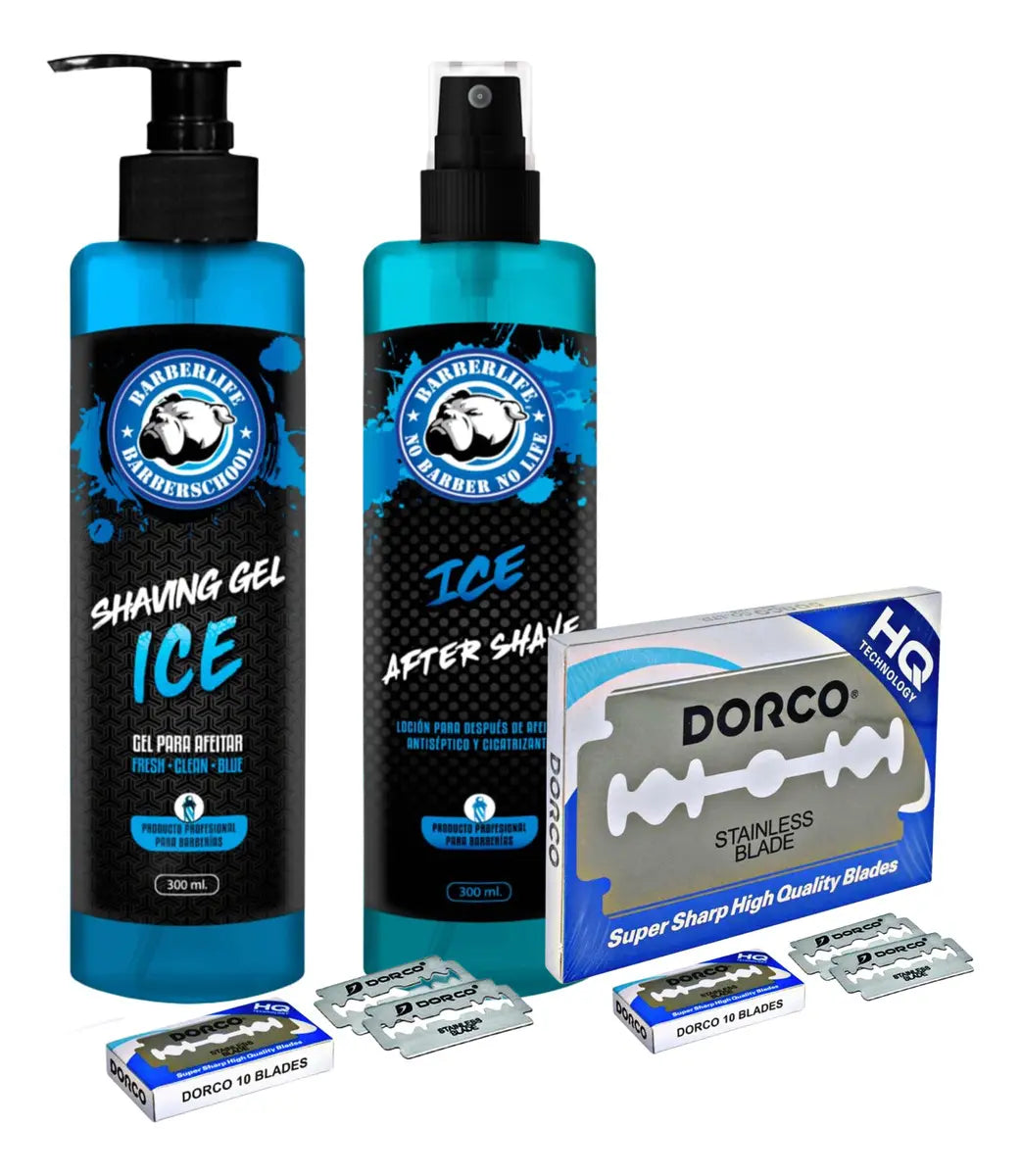 Gel Rasurar + Loción After Shave + Navajas Dorco 100pz