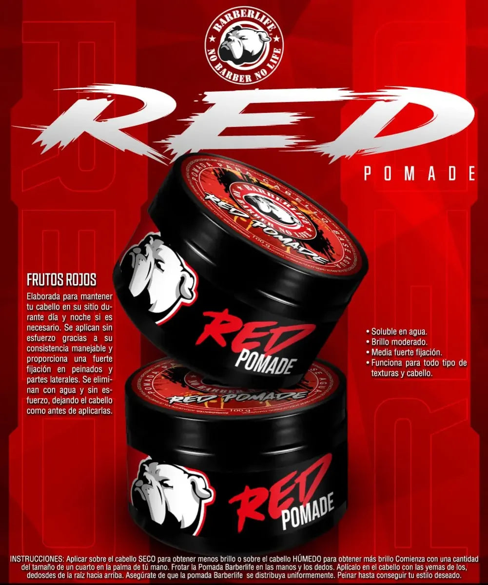 6 Pomades Red Barberlife Para Fijación Cabello