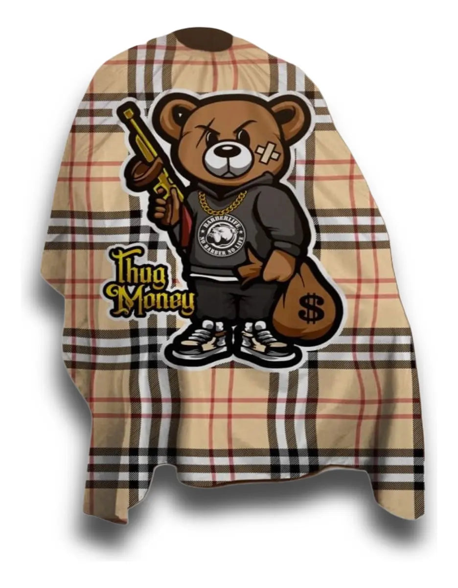 Capa Cubridor Barbero/peluquero Bear Thuglife Color Beige Burbear