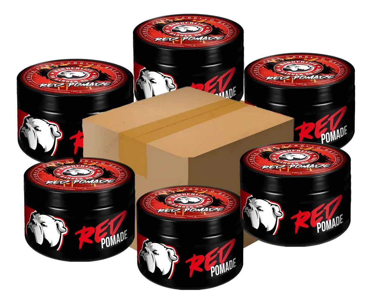 6 Pomades Red Barberlife Para Fijación Cabello