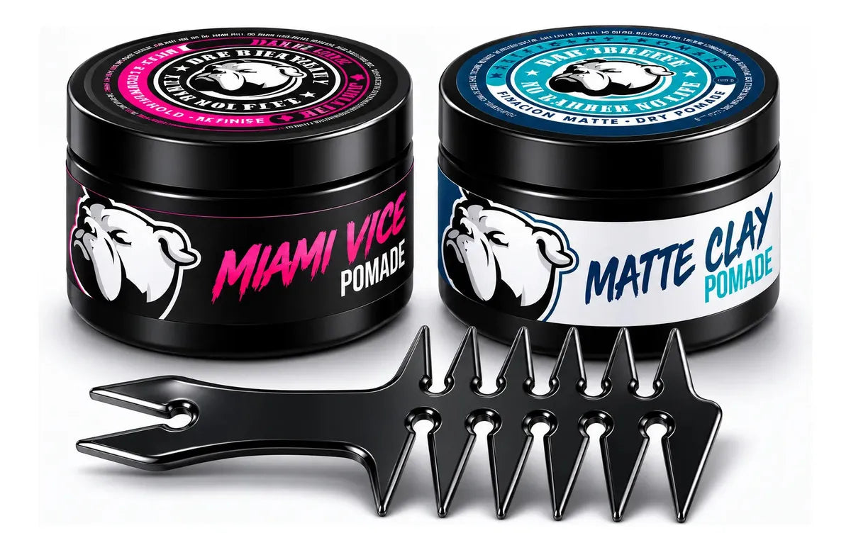2 Pomades Fijación Efecto Mate Y Húmedo Miami+peine Textura